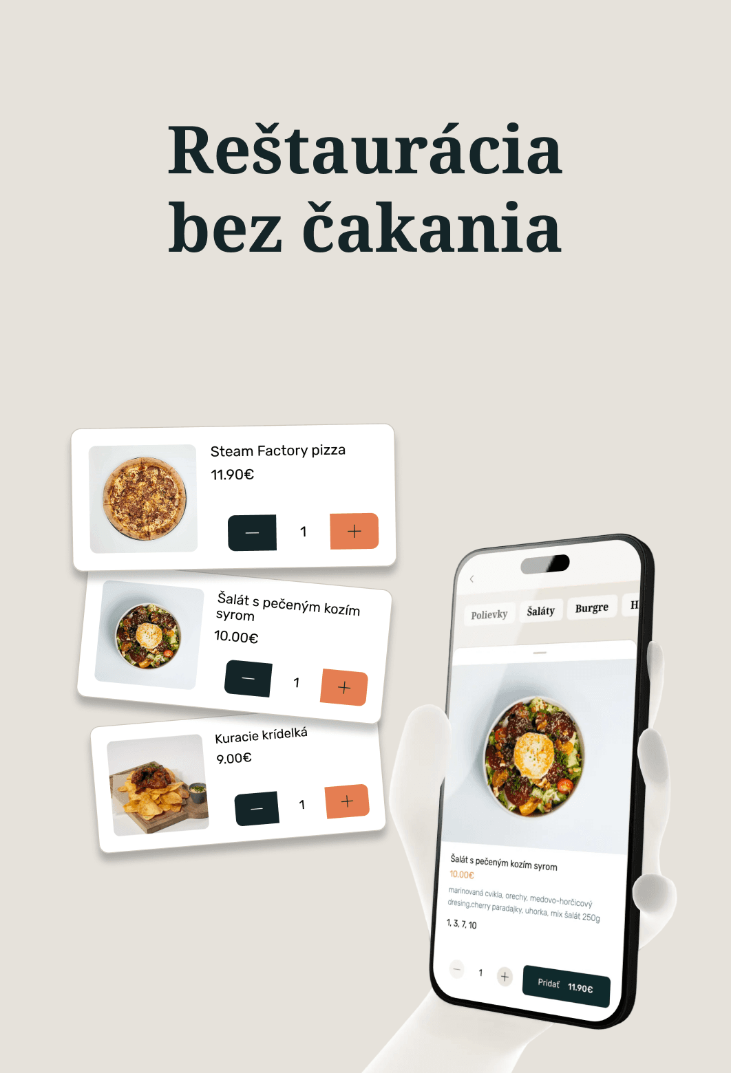 Appka Steam Factory — objednávka priamo od stola